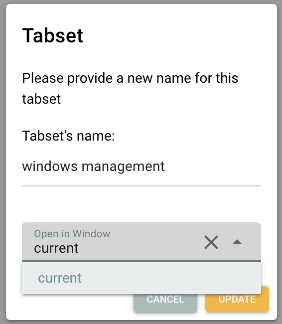 Select the name of the window all the tabs for this tabset should be opened in